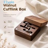 YOLO Walnut Cufflink Box, Magnetic Closure Personalized Cufflink Organizer, Gift for Him Exquisite F