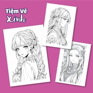 [TVX-08] Set Of 20 Ancient Women'S Coloring Pictures A5 Size Sharp Printing 200gsm Thick Paper Using Multi-Coloring Materials