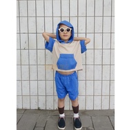 Set Hoddie retoro Oversized anak laki dan perempuan motif kombinasi bahan premium baby terry / Stela