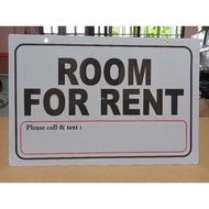 ROOM FOR RENT Hard PVC Signage 7.8x11 inches