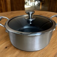 diseno - 24cm蜂窩紋懸浮不鏽鋼連蓋雙耳湯鍋