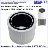 Fits Sterra Moon/Futur Dawn UV/EuropAce EPU 3380Z Air Purifier Replacement True HEPA H13 Filter