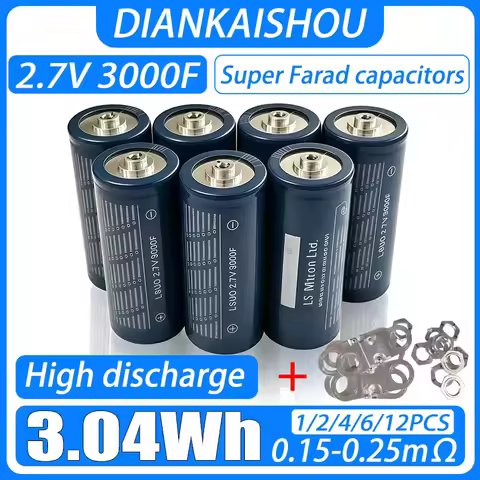 2.7V 3000F Super Capacitor Farad Capacitor, High Current Starting Capacitor DIY 12V 24V Welding Mach