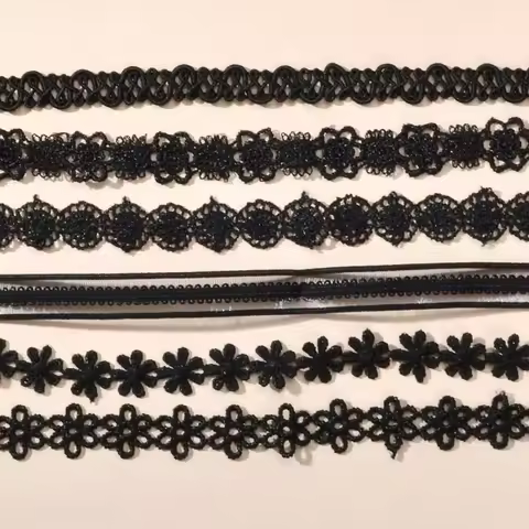 Classic Gothic Tattoo Lace Choker Women Necklace 7Pcs/set Choker Necklace Set Stretch Velvet Women N