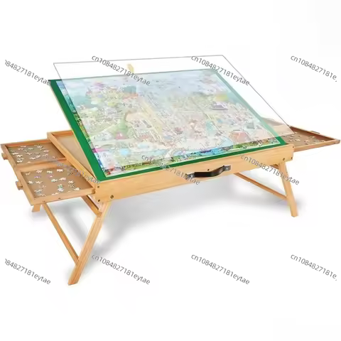 2025-ALL4JIG 2000PCS Portable Puzzle Table with Legs, Adjustable Jigsaw Wooden Puzzle Board with 4 D