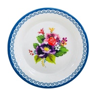 ถาดกลมเมลามีนลายวันวาน ขอบสีน้ T9002-13.75