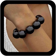 Gelang Manik Bulat Besar Akrilik Vintage, Gelang Manik Besar Resin, Gelang Elastik Regangan, Gelang 