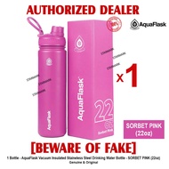 AQUAFLASK 22oz SORBET PINK Aqua Flask Wide Mouth with Flip Cap Spout Lid Flexible Cap Vacuum Insulat