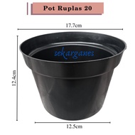 LUSINAN Pot Bunga Murah /Pot Tanaman /Pot Plastik uk 20 CM Hitam (isi