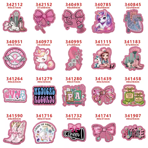 10 Pcs PINK Glitter Acrylic Charms Planar Resin Flatback For DIY Hairbow Accessory Decoration MF06-3