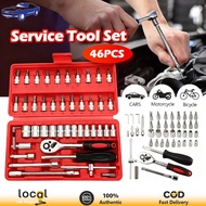 46PCS Chrome Vanadium Bolt Socket 46PC Wrench Screwdriver Bit Set Repairing Kit Tool Set Repair Ratc