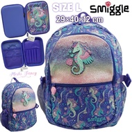 UNGU Smiggle Backpack Kindergarten Purple Unicorn Motif/School Backpack Smiggle Glitter Hippo/School Bag SDS Junior High School Girls/Girl