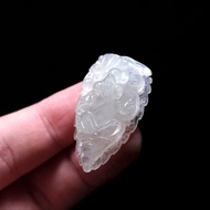 冰種翡翠巧雕呱呱來財一葉致富 | 天然緬甸玉翡翠A貨 | 送禮