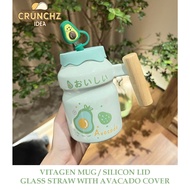 Vitagen Mug with wooden handle / Water Cup / Ceramic Mug / Fruit Mug with Lid / Gift / Office / Chri