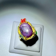 KJ774 แหวนทับทิมดิบสตาร์ 8-9 กะรัต ลงยามวงพฤกษา ขนาดแหวน 55