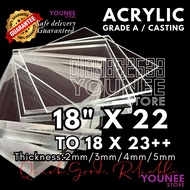 18 x 22 inches to 23++ inches acrylic sheet with 2mm, 3mm 4mm and 5mm / transparent akrilik