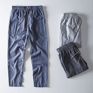 Japan Style Vertical Stripe Linen Pants Men's Casual Lightweight Plain Cotton Linen Pants For Men Cargo Trousers Drawstring