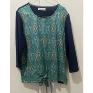 [PRELOVED] Bhatara Batik Blouse Blue and Green Patterned Top