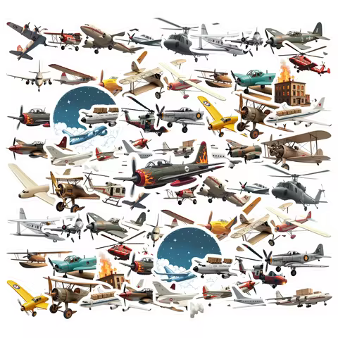 35pcs-100pcs Historical Aviation Stickers Vintage Travel Stickers Airplane Decals For Guitar DIY Ska