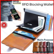 HK5 【READY STOCK】Men Leather Wallet Like Secrid Aluminium RFID Blocking Credit Card Holder Wallet Do