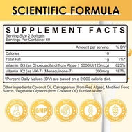 Vitamin D3K2 Contains Vitamin D3 5,000IU, 200 Micrograms Vitamin K2MK-7 and Coconut Oil, Vegetable-B