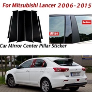 Mitsubishi Lancer Glossy Black Car Door Window Center Column B C Pillar Post Sticker Trim Mirror Dec