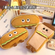 Fun Mood Hamburger Bread Pencil Case Toast Funny Large Capacity Stationery Bag