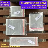 (100 Lbr) OPP Plastic Seal Glue Thick Clear Transparent Size 8x8, 10x10, 11x11, 12x12, 6x18 cm | Wet