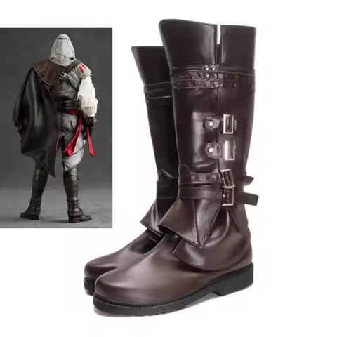 Ezio Auditore da Firenze Cosplay Costume Shoes Handmade Faux Leather Boots