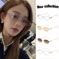 CC-20 Vintage Y2k Oval Glasses Light Filter With Diamonds Spectacles Frame