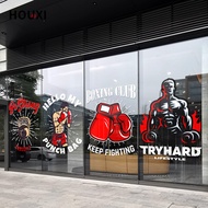 Box boxing House Glass Door Sticker boxing Club Fitness Club Creative Poster Transparent Window Stic