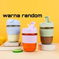 Mug Kaca Mug Gelas Warna Kaca Cangkir Tutup Gelas 400 ml - ShennyClothing