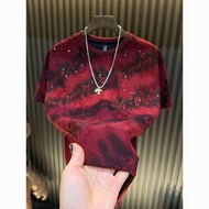 Gypsy Letter Short Sleeve Kru Neck Half Sleeve Men's Shiny Top