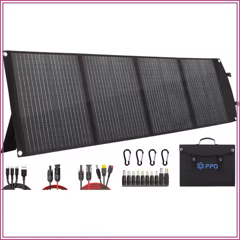 100W Portable Solar Panel Kit 18V/6A, 9lb Foldable Briefcase Charger with 24% Efficiency, 4 Cables &