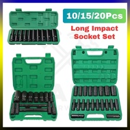 1/2" Long Impact Socket Adapter Box Socket 10/15/20pcs Set 6 Point Heavy Duty Wrench Spanner Spanar