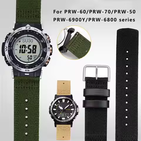 23mm nylon canvas watch band for Casio PROTREK series Strap PRW-60/70 PRW-50 PRW-6900Y/PRW-6800 men'