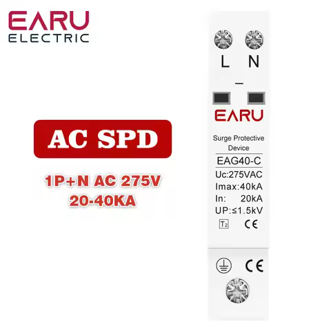 1P+N AC SPD 20KA~40KA 275V House Surge Protector protection Protective Low-voltage Arrester Device