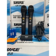 Terbaru Mic wireless Shure UR 88 / Bluetooth Baterai Cas UHF