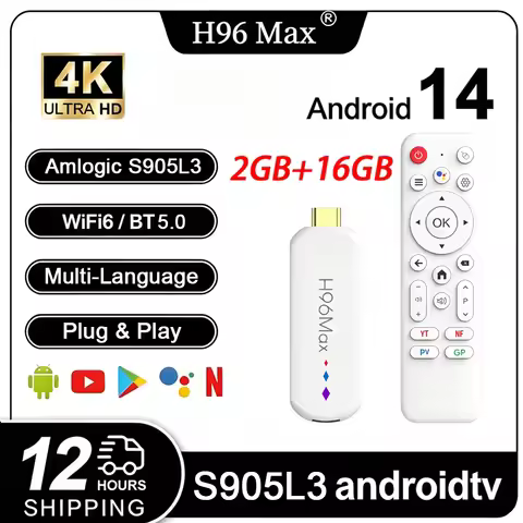 H96 MAX Android TV Stick Amlogic S905L3 M20 with 2.4G Wifi 5G Wifi6 Dual Band 2GB 16GB 4K 3D HDR Goo