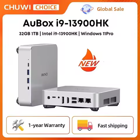 CHUWI AuBox Mini PC i9-13900HK 14 Cores 32GB DDR4 1TB SSD 16GB DDR5 512 SSD Windows 11 Pro WiFi 6 BT