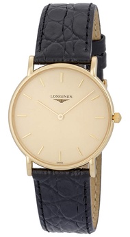 Longines Presence 18kt Solid Gold Mens Strap Luxury Swiss Watch Quartz L4.802.6.32.2