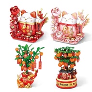 （Ready Stock) 积木2024招财猫摆件发财猫礼品闺蜜治愈生日跨年礼物玩具 Fortune Cat Lucky Cat Lego DIY 868pcs