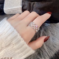 SOHO VINTAGE Cincin Diamond Suasa Ring for Women Silver Plated Zircon Ring for Women Adjustable Ring Fashion Accessori