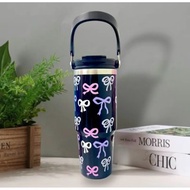 900ml FLORAL Tumbler Pemegang Tahan Sejuk Termos 304 SUS Cartoon Tumbler With Straw Thermos Insulate