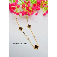 KALUNG TITANIUM BUNGGA KOMBINASI PERMATA UK 12MM ANTI LUNTUR DAN ANTI KARAT (COD)