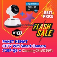 CCTV Wifi Smart Q6 V380 720P + MEMORY CARD ORICO MICRO SD 32GB HEMAT