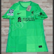 Liverpool Jersey _ GK Goalkeeper Green Player Issue 2021/2022 OFFICIAL+UcL Patch