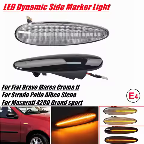 2PCS For Fiat Bravo Albea Marea Croma 2PCS Dynamic LED Side Marker Blinker Turn Signal Lamp Indicato