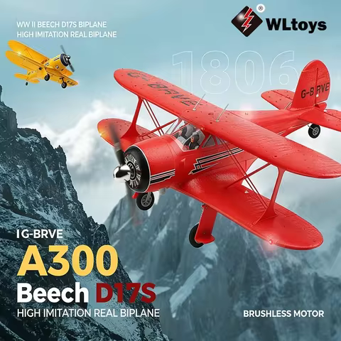 Wltoys 2.4G 4CH RC Airplane A300-Beech D17S Biplane Night LED 1806 Brushless Motor 3D/6G Fixed Wing 