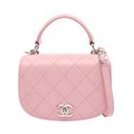 【二手】香奈兒 (Chanel) 絎縫TOP雙肩包，粉紅色皮革，絎縫雙鍊肩帶，女士二手 B